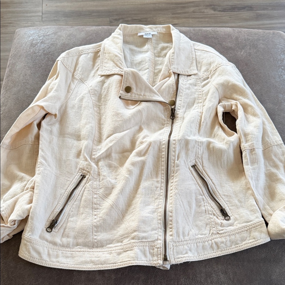 Bar III Women's Cream Linen Utility Jacket